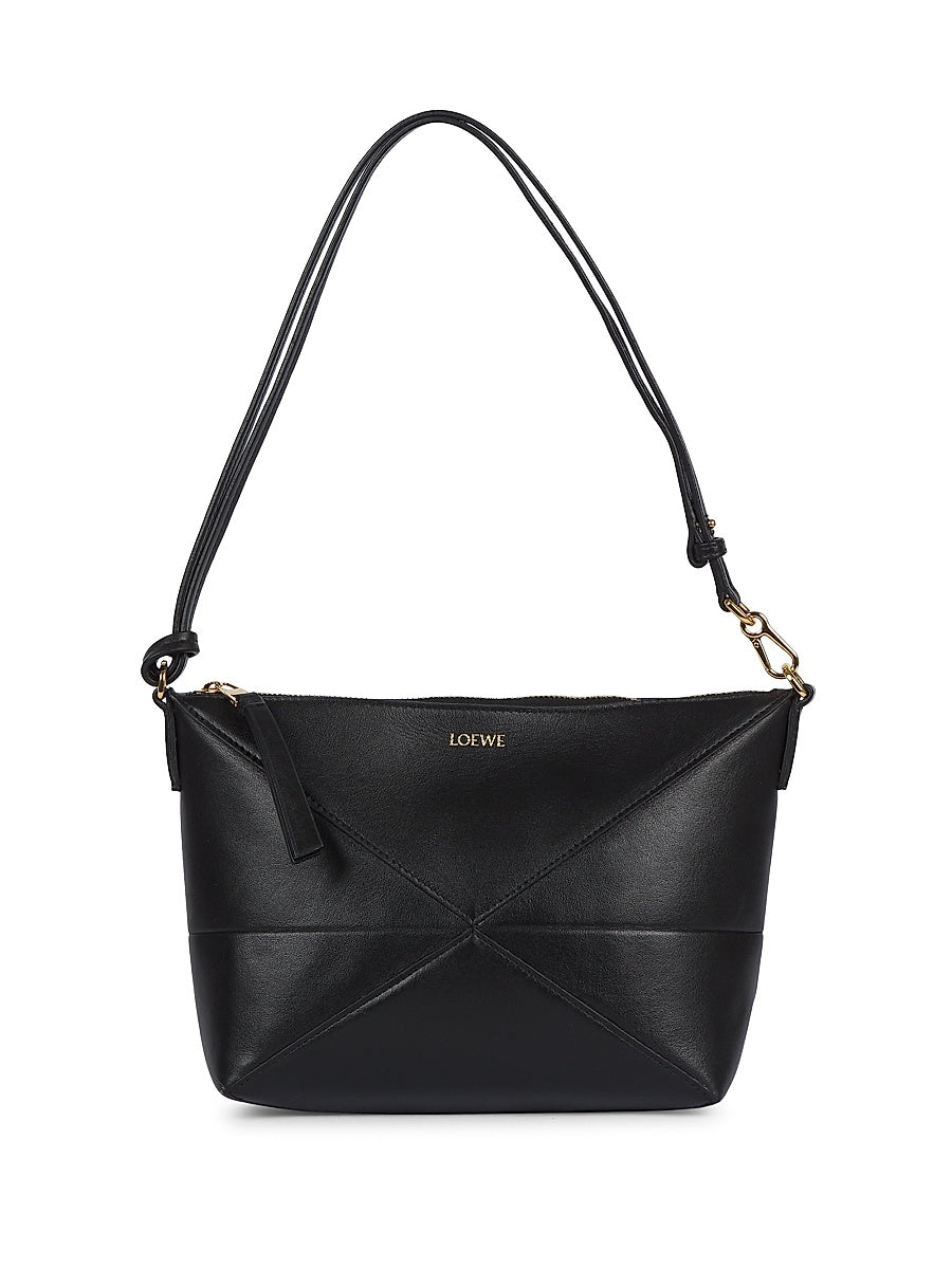 Puzzle Fold Leather Shoulder Bag