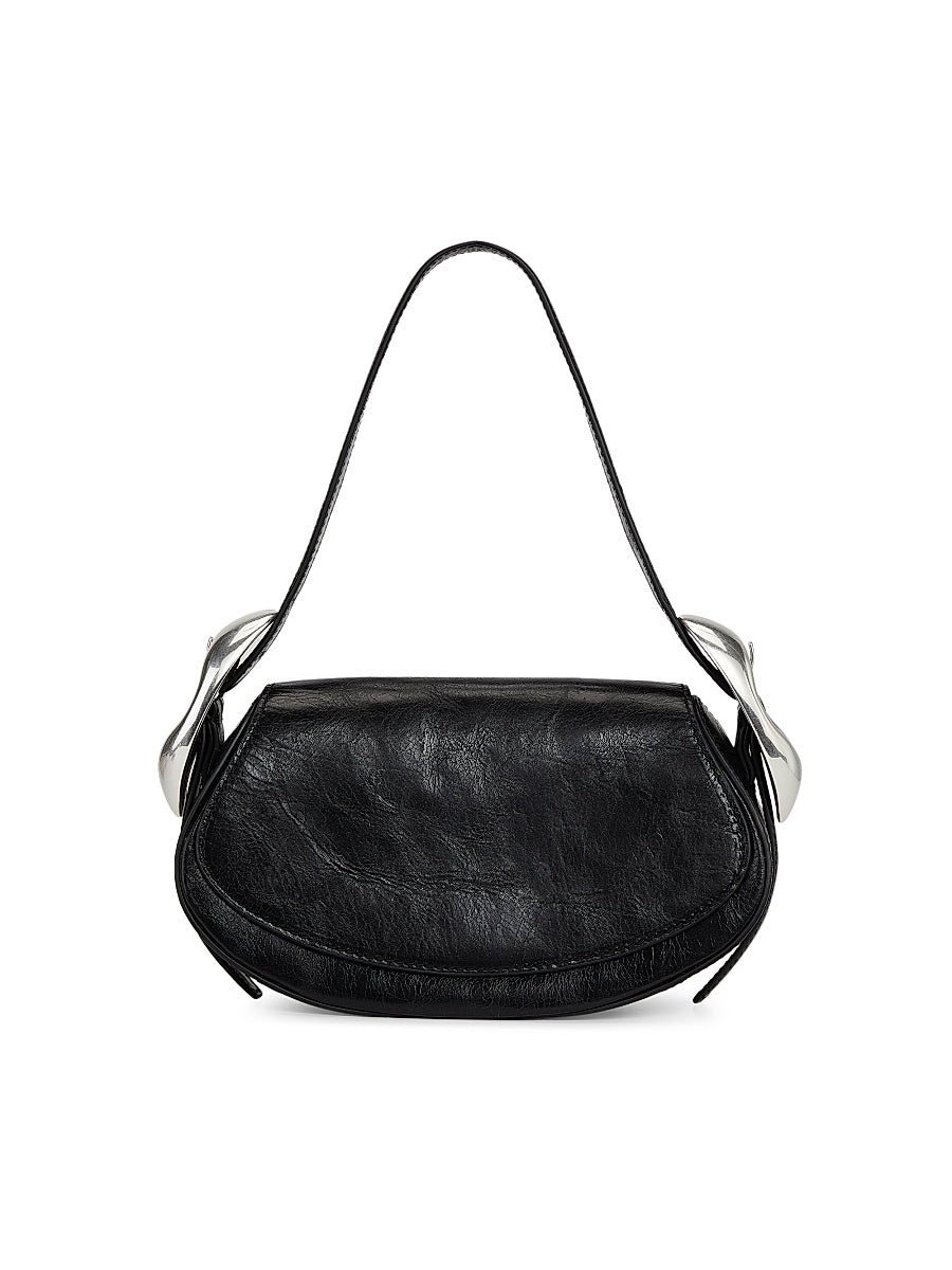 Small Orb Crackle Patent Leather Shoulder Bag