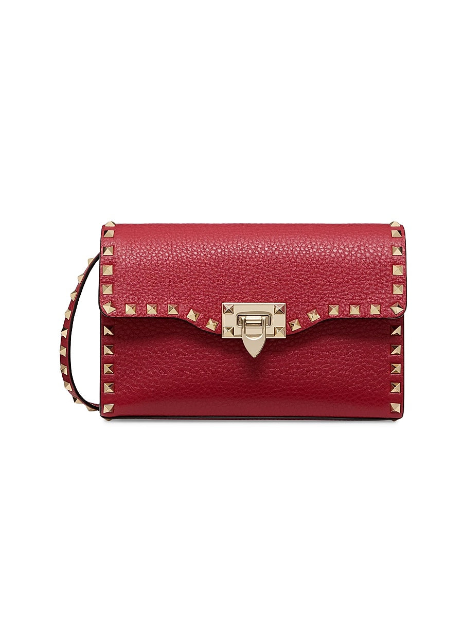 Small Rockstud Grainy Calfskin Crossbody Bag