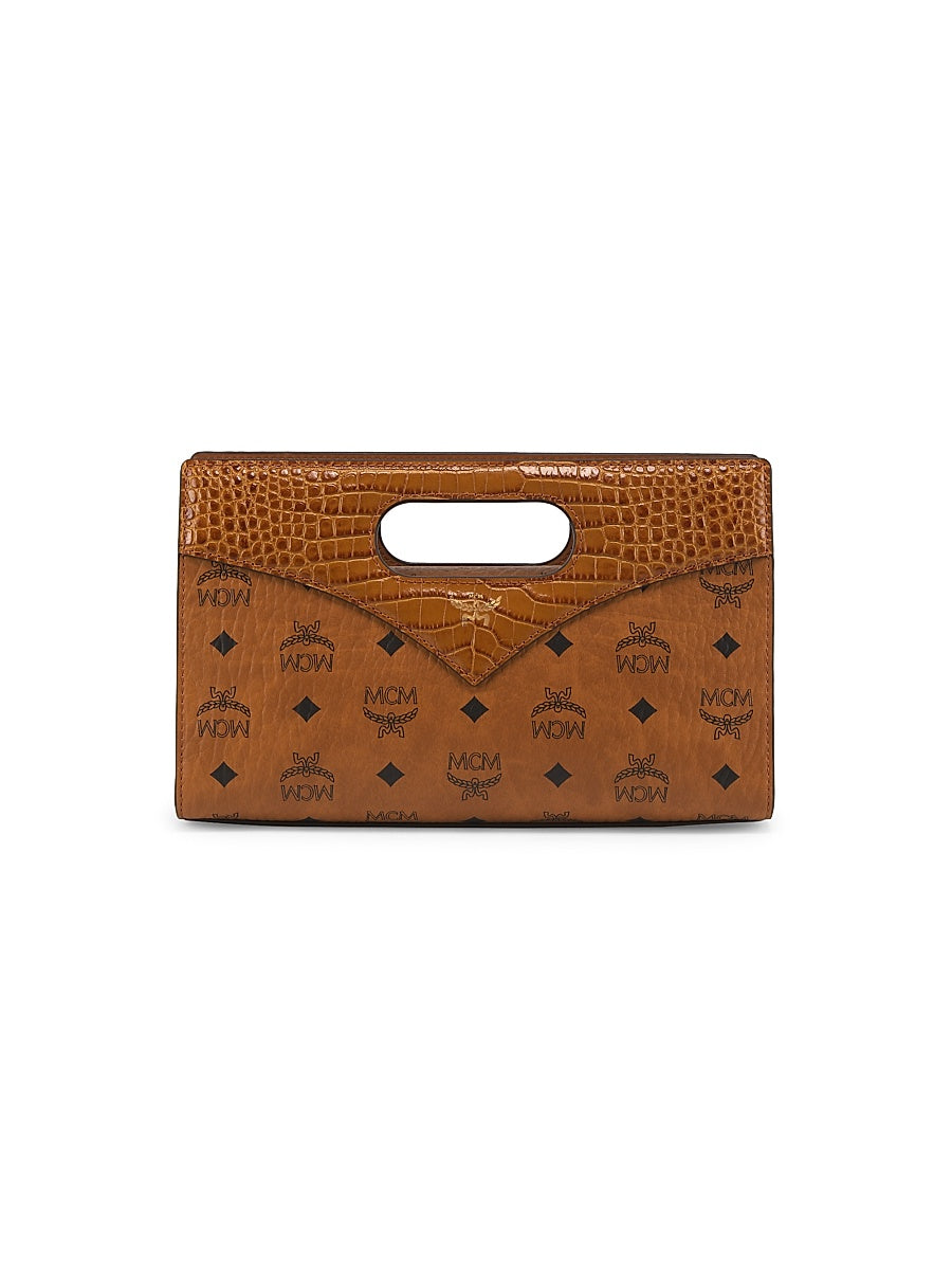 Diamond Croc-Embossed Top Handle Bag