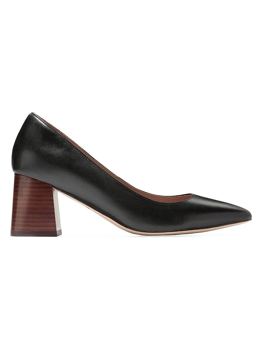 Cassandra Leather Block-Heel Pumps