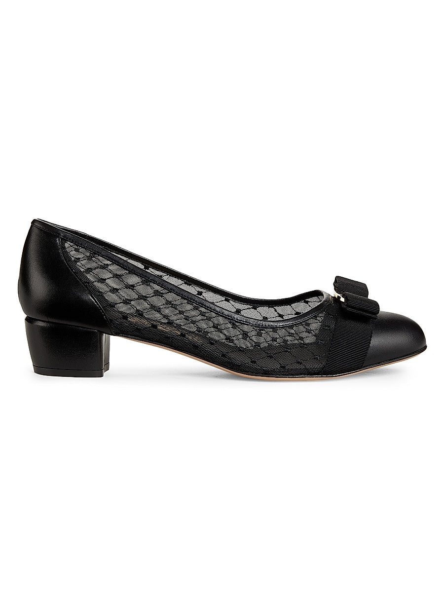 Vara Mesh 25MM Leather Pumps