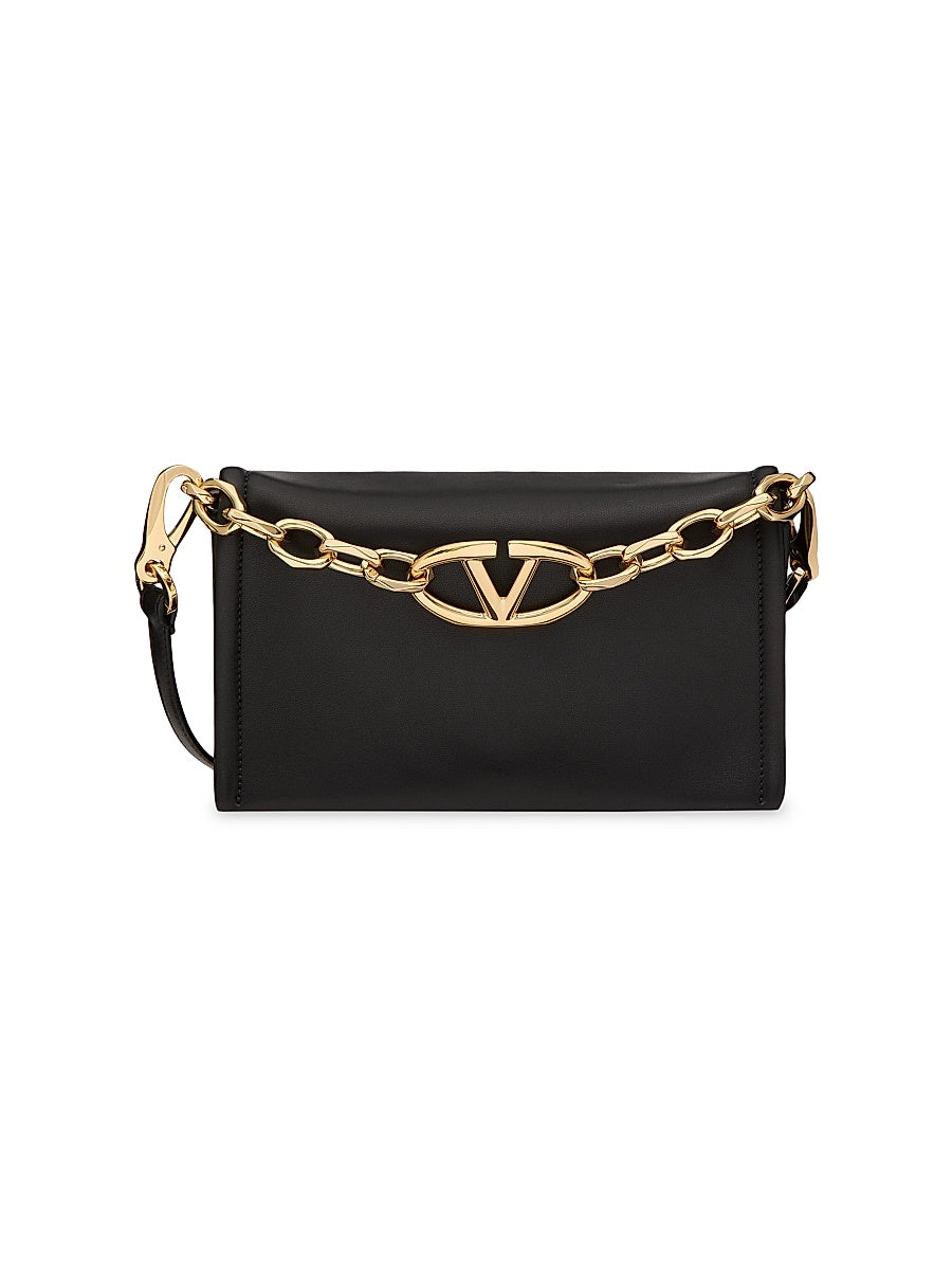 VLogo Chain Clutch Bag in Nappa Leather