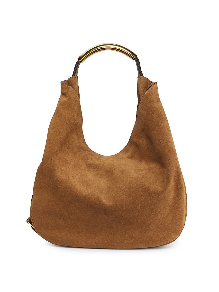 Chambred Suede Hobo Bag