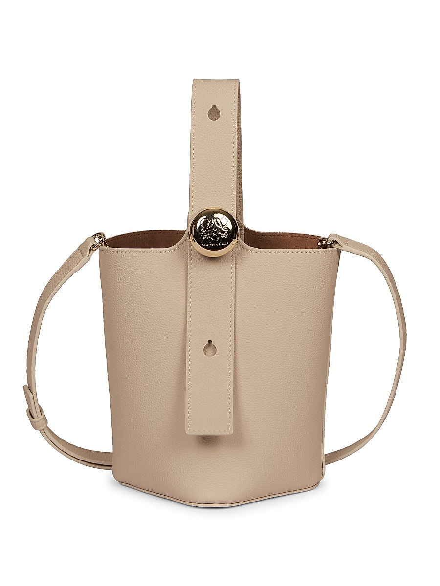 Mini Pebble Leather Bucket Bag