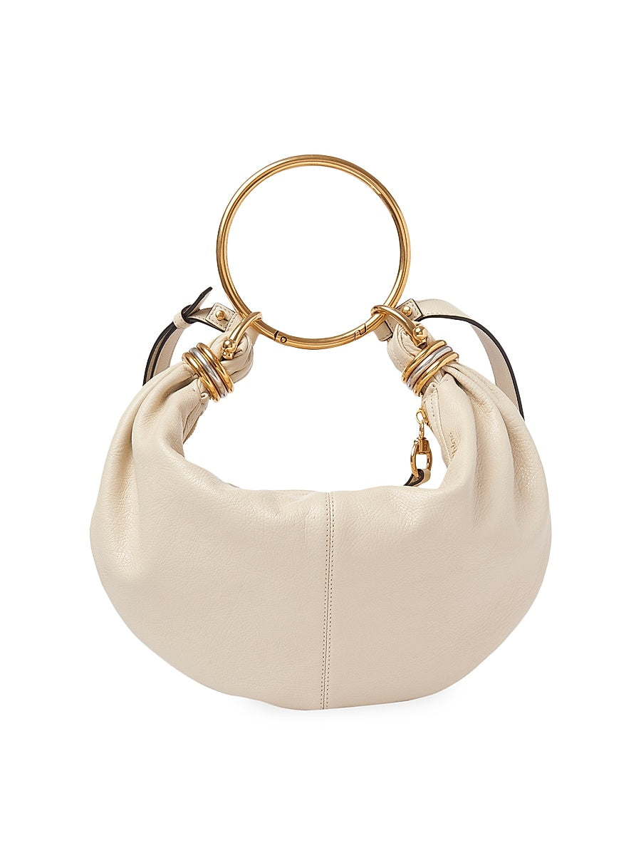 Small Bracelet Grained Leather Hobo Bag