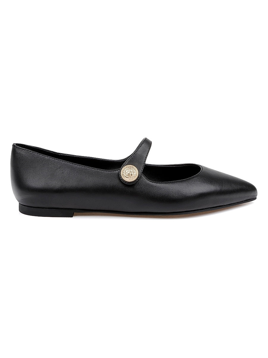 Gersende Button-Embellished Leather Flats