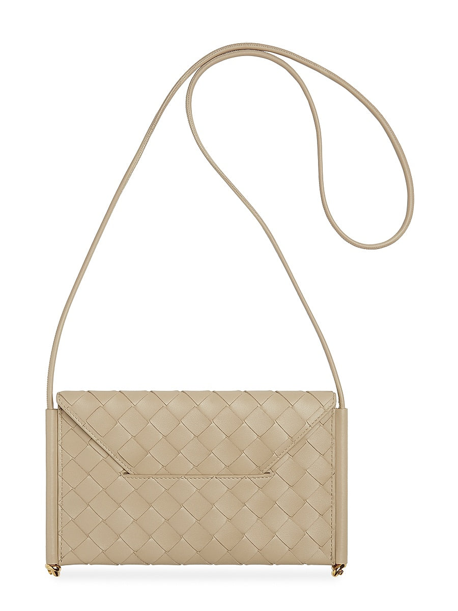Intrecciato Leather Envelope Wallet-On-Chain Bag