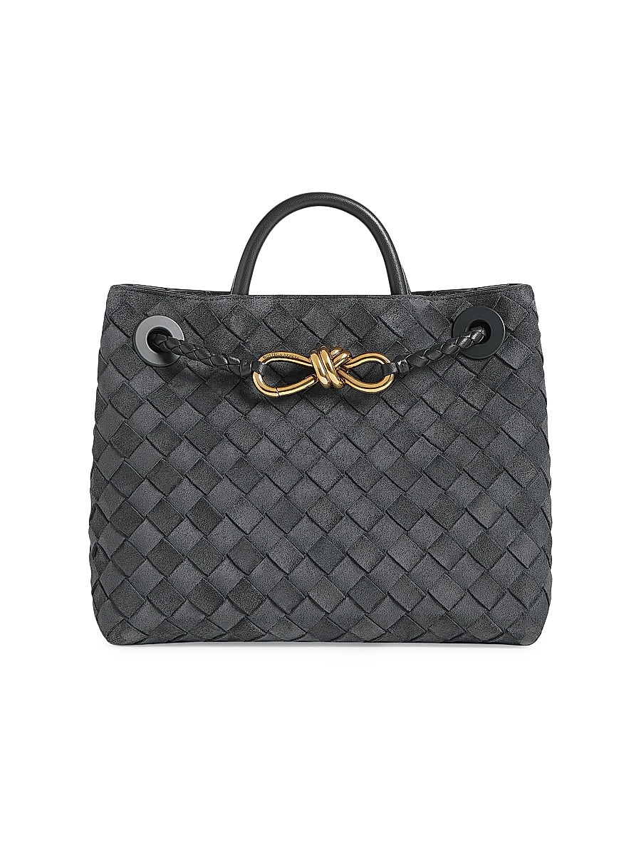 Small Andiamo Intrecciato Suede Top Handle Bag