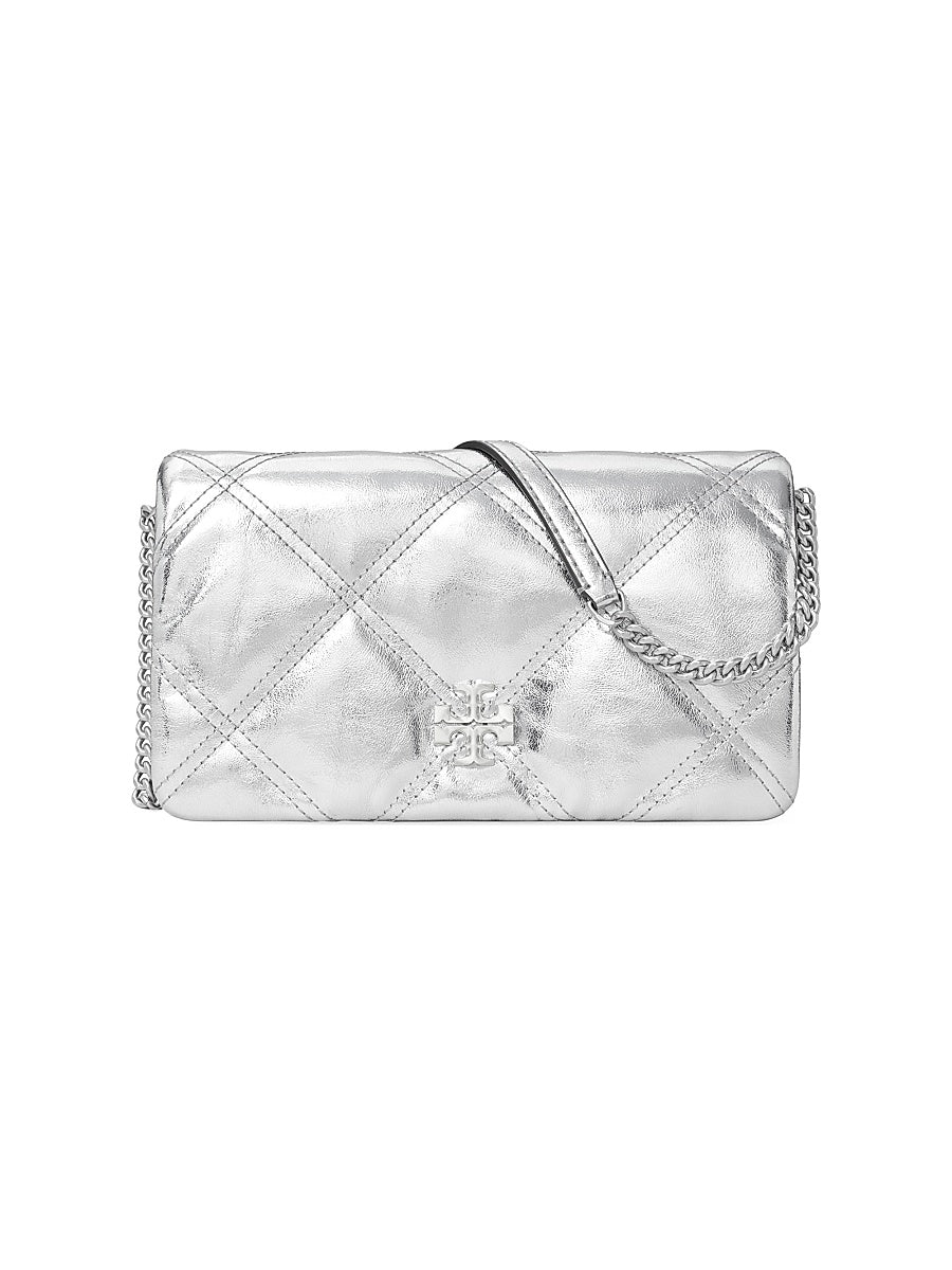Kira Diamond Metallic Leather Chain Wallet