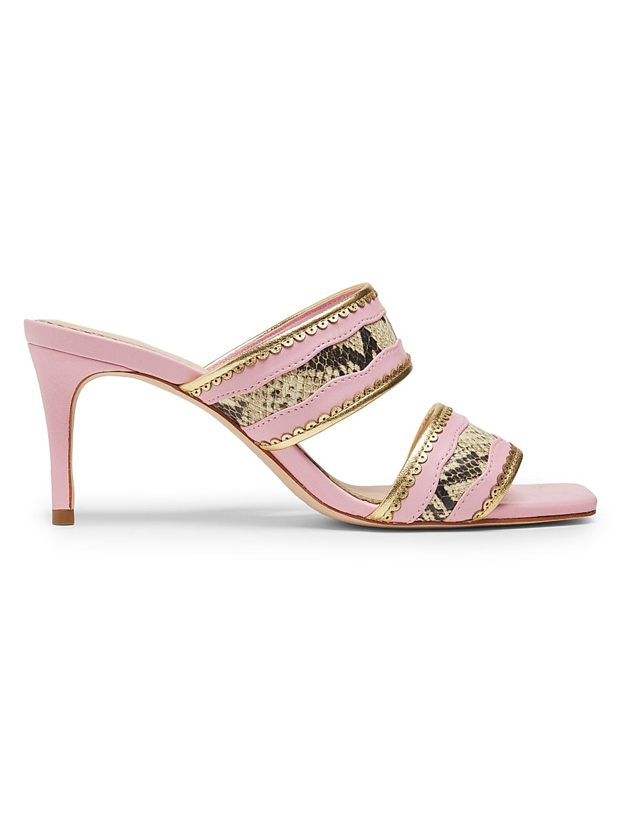 Rosalie 70MM Metallic Snake-Embossed Leather Sandals