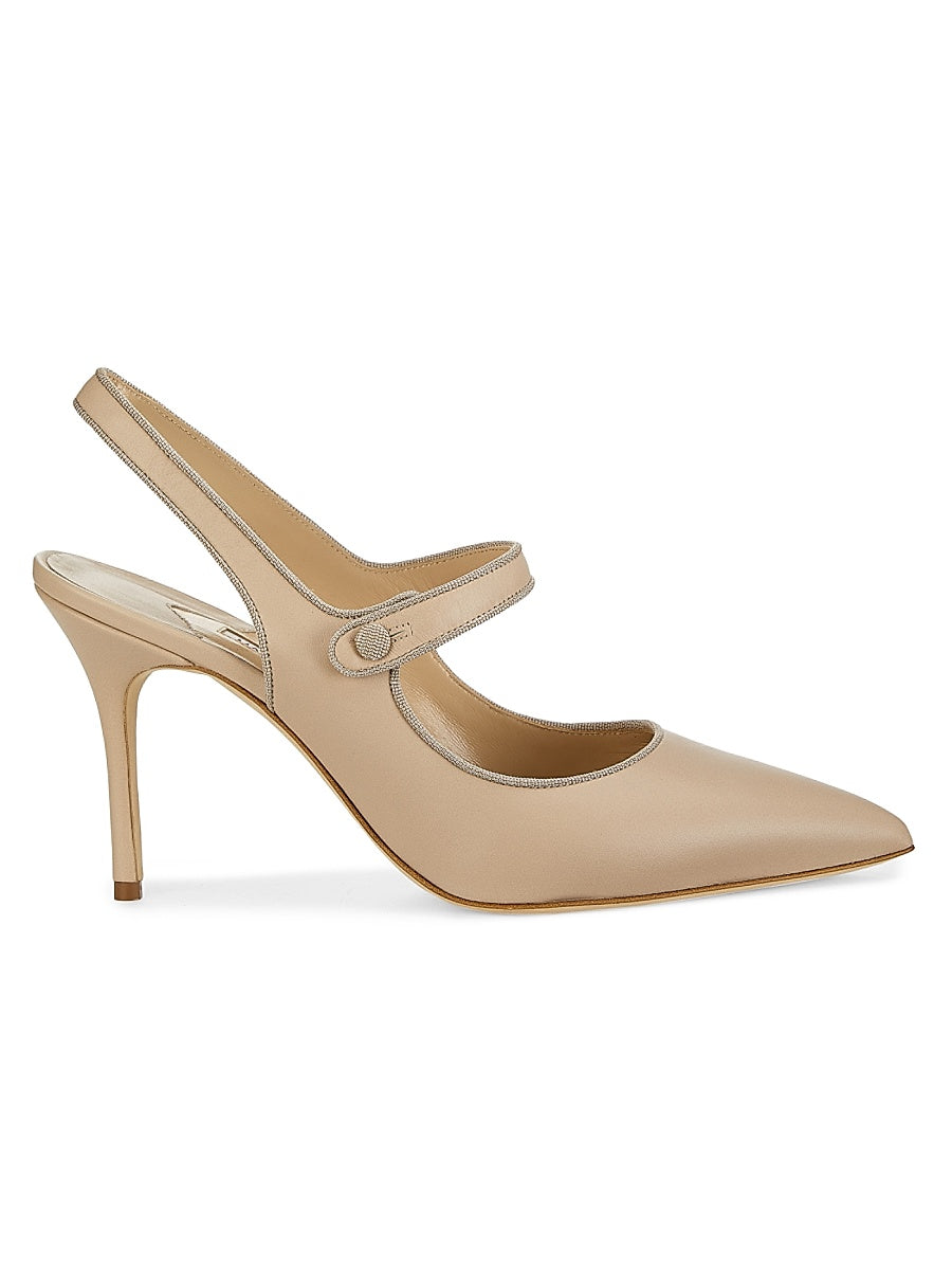 Camparisli 90MM Leather Slingback Mary Jane Pumps