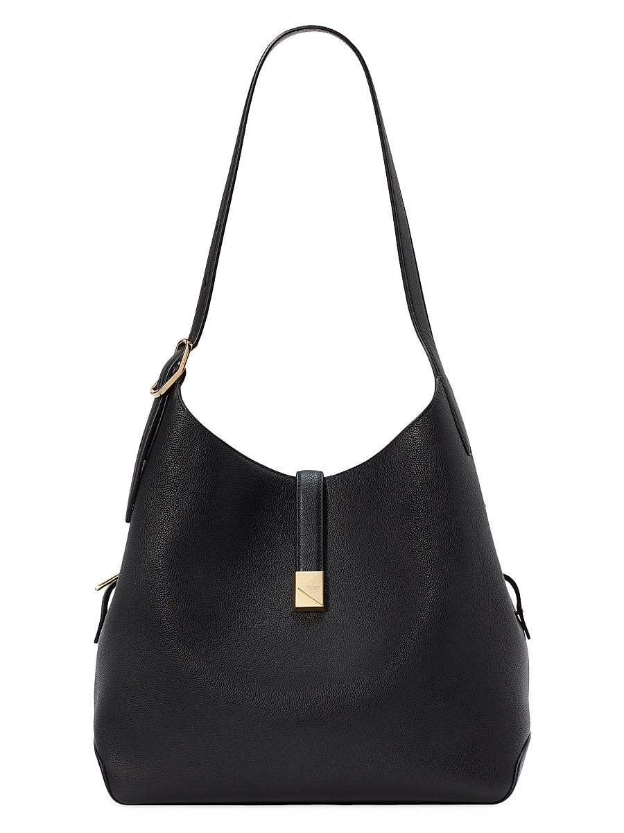 Large Deco Pebbled Leather Shoulder Bag