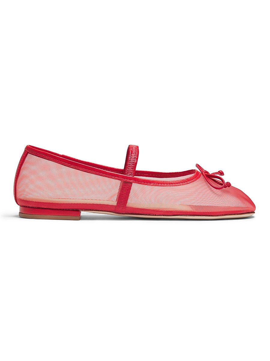 Mesh Bow Ballet Flats