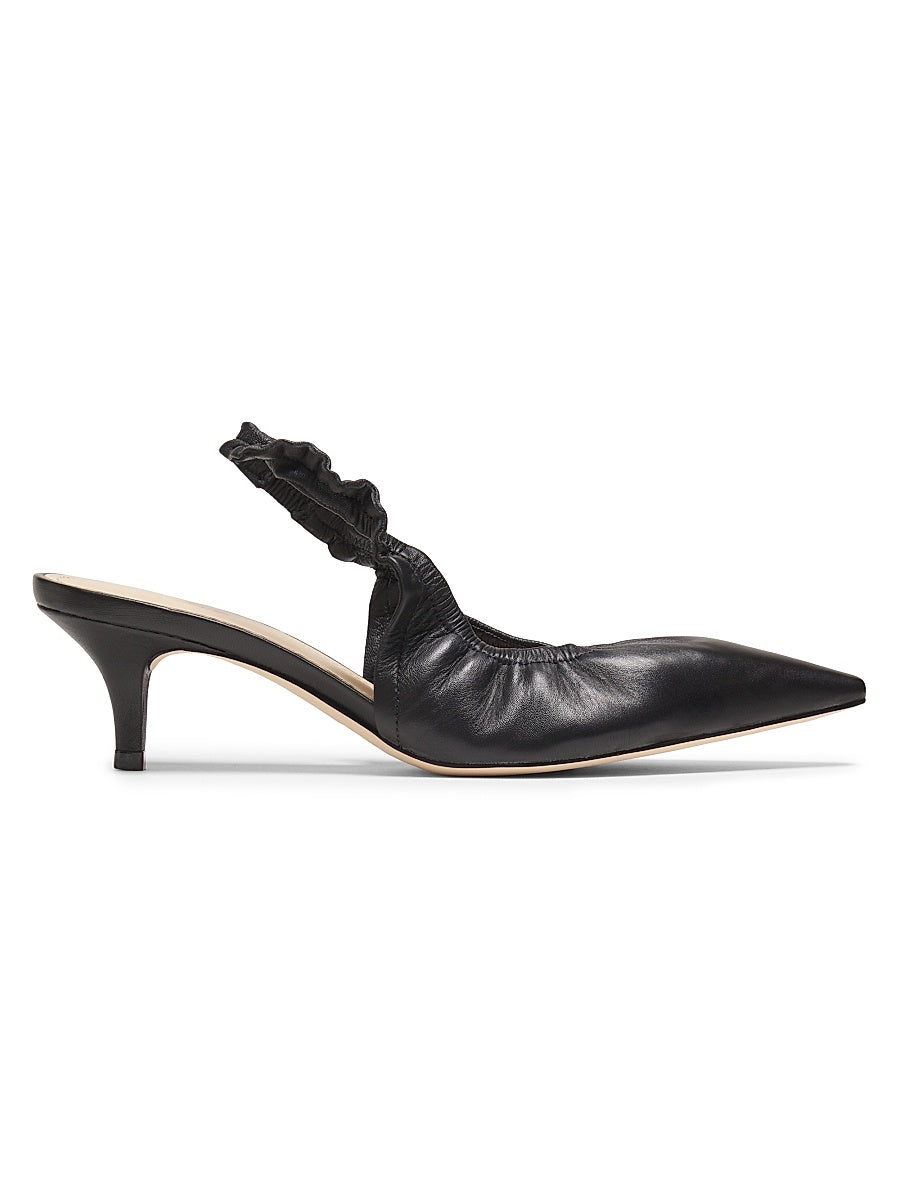 55MM Ruched Leather Slingback Pumps