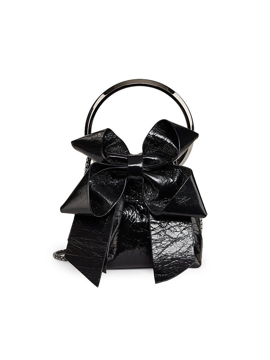 Micro Bon Bon Bow-Detailed Leather Top Handle Bag