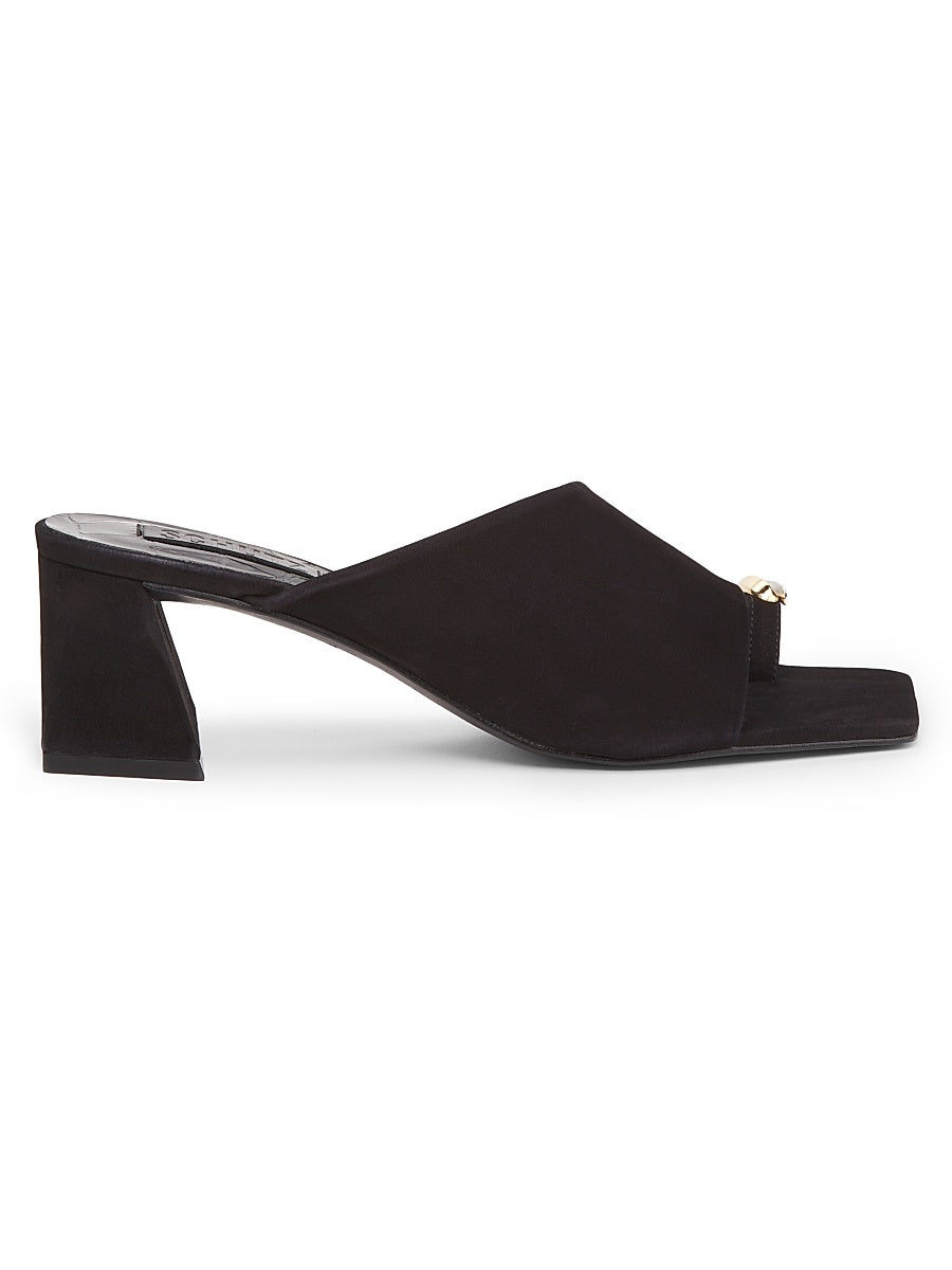 Jodie Embellished Suede Block-Heel Mules