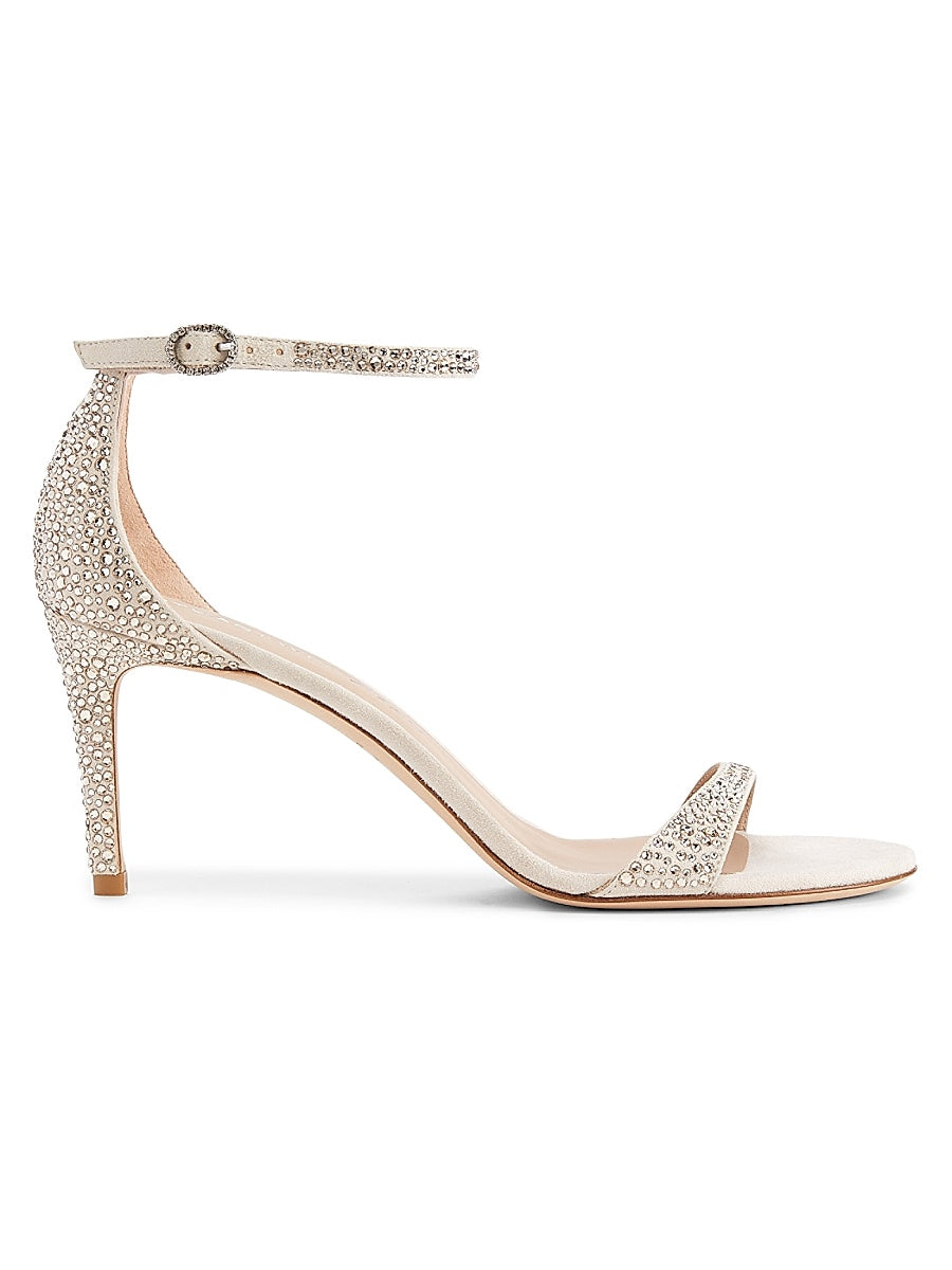 Nudist Shine 75MM Crystal-Embellished Leather Sandals