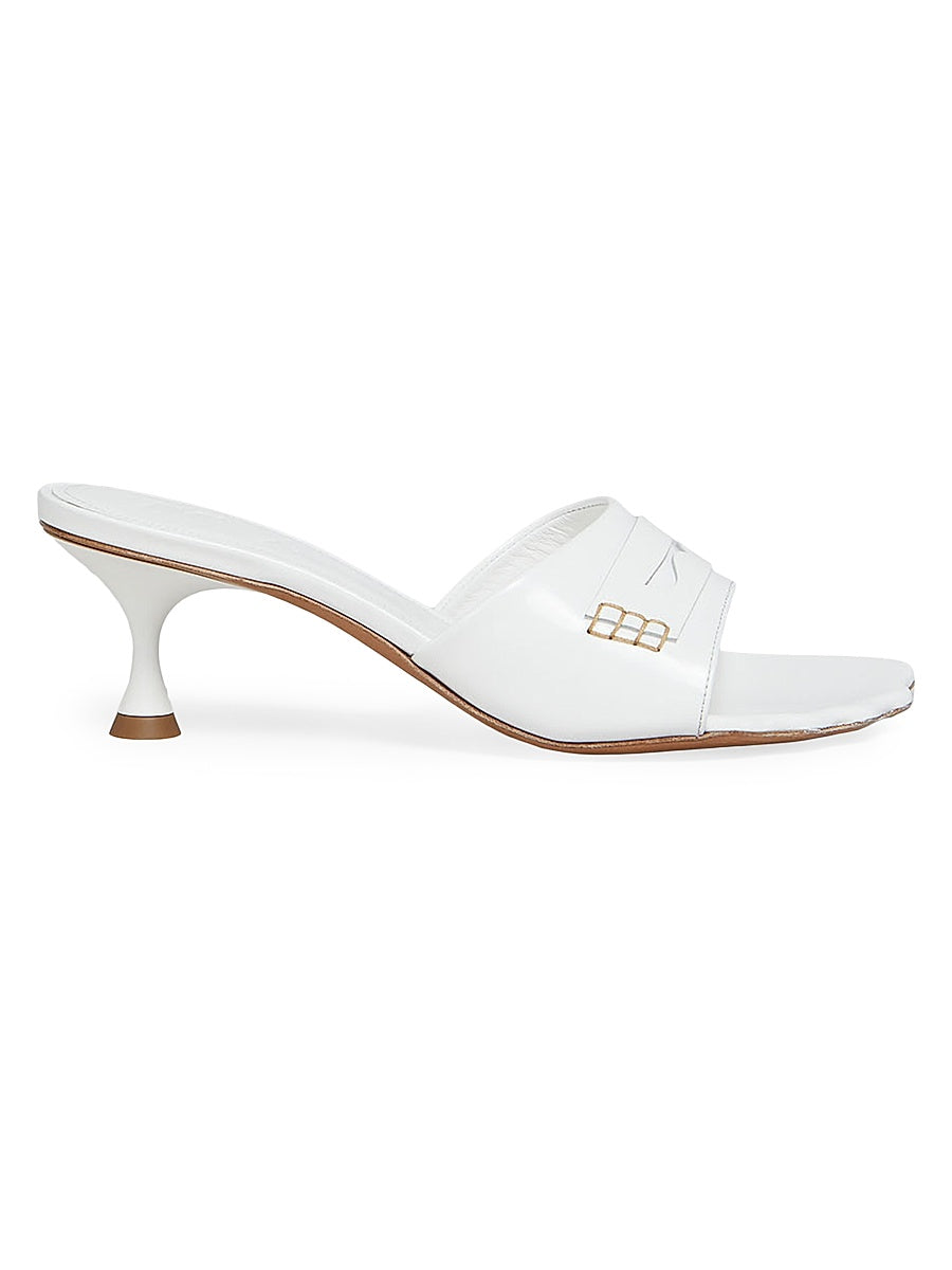 50MM Scalloped Patent Leather Kitten Heel Sandals