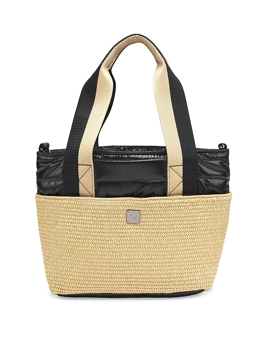 Highline Raffia Top-Zip Tote Bag