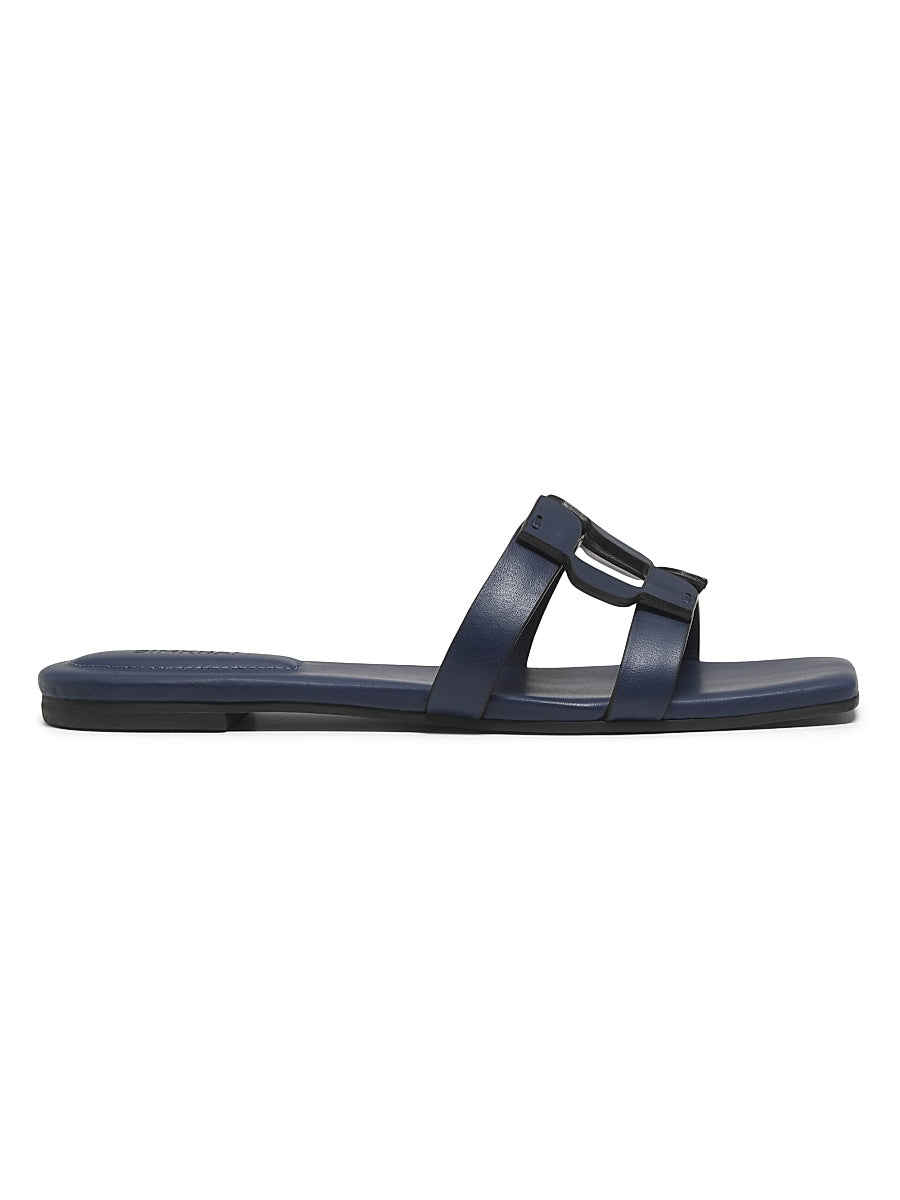 Monogram Leather Slide Sandals