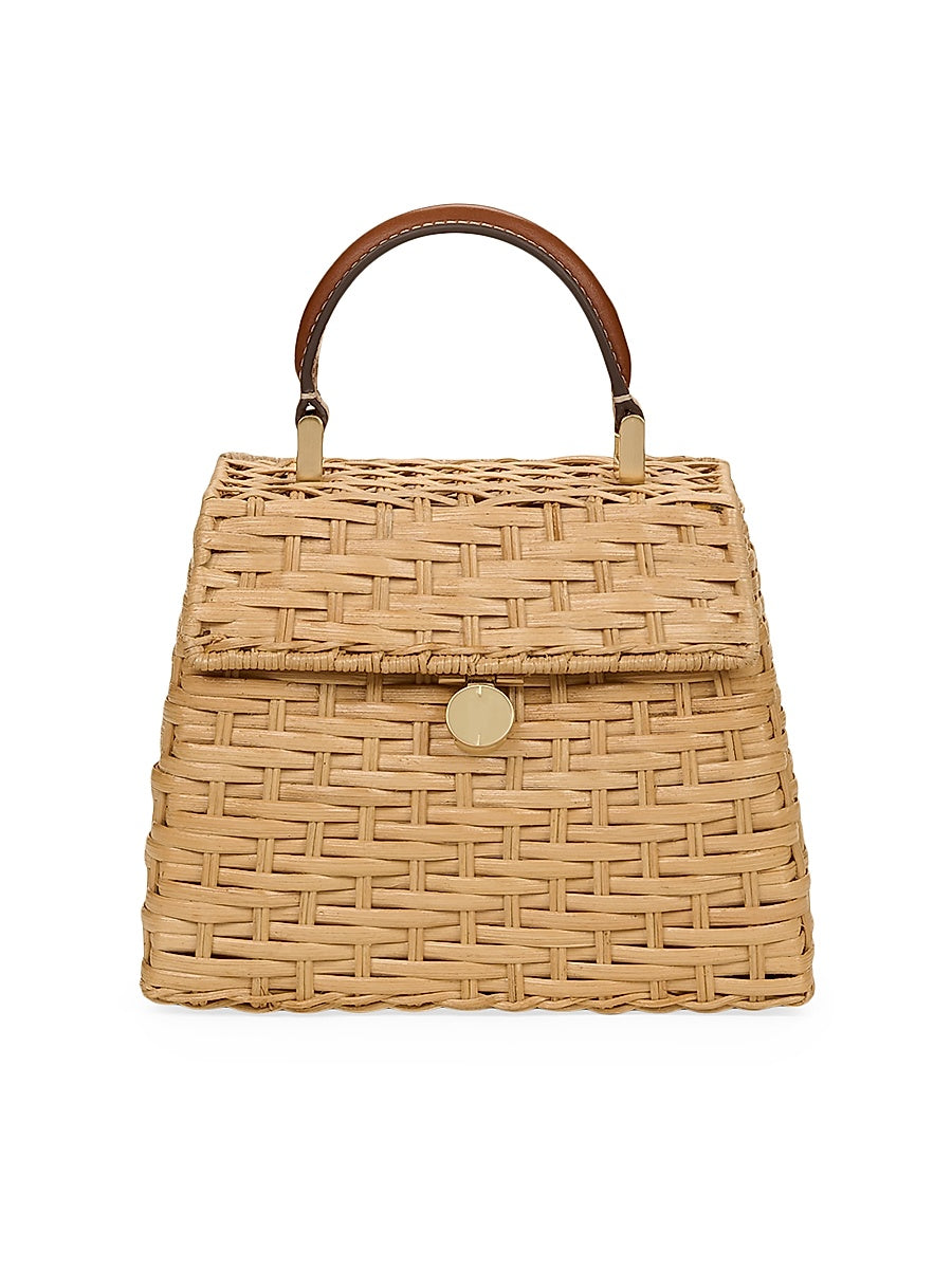 Sybil Rattan & Leather Top Handle Bag
