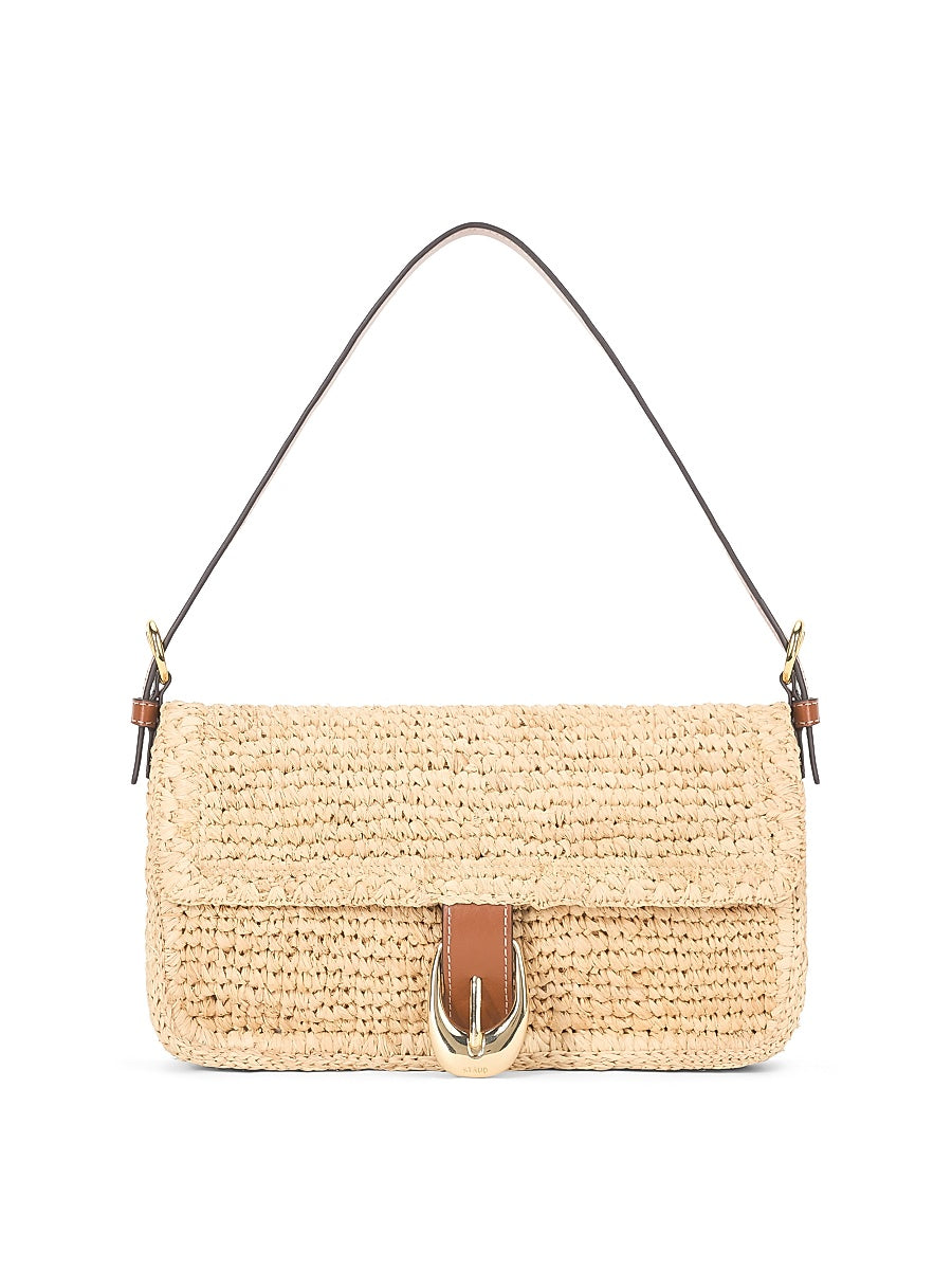 Harlow Raffia & Leather Shoulder Bag
