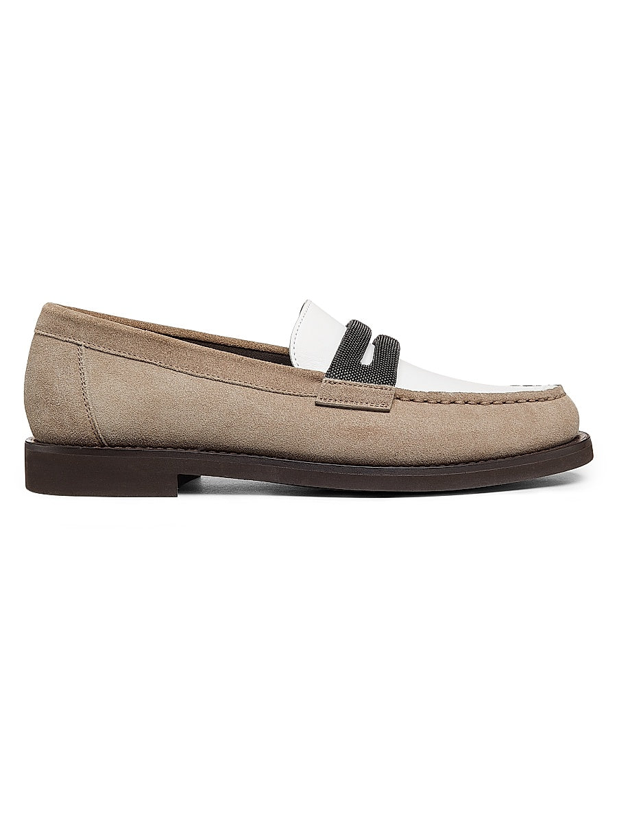 Monili Suede & Leather Penny Loafers