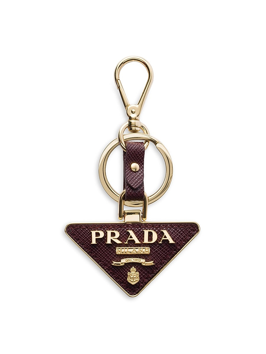 Saffiano Leather and Metal Keychain