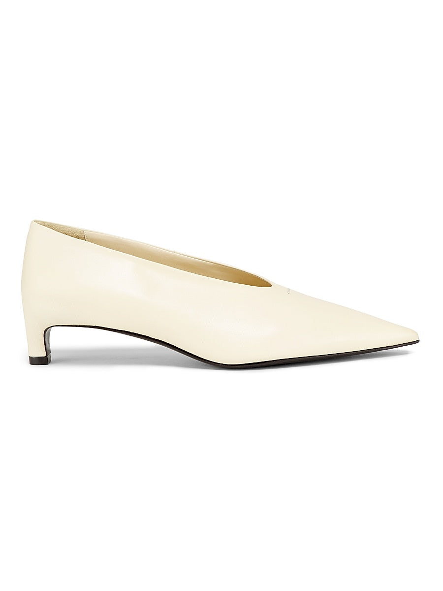 Point-Toe Leather Pumps