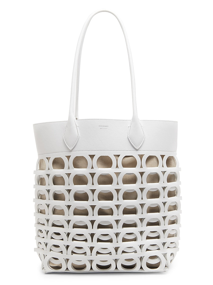 Gancini Laser-Cut Leather Tote