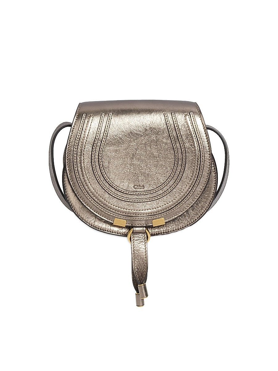 Mini Marcie Metallic Leather Saddle Bag