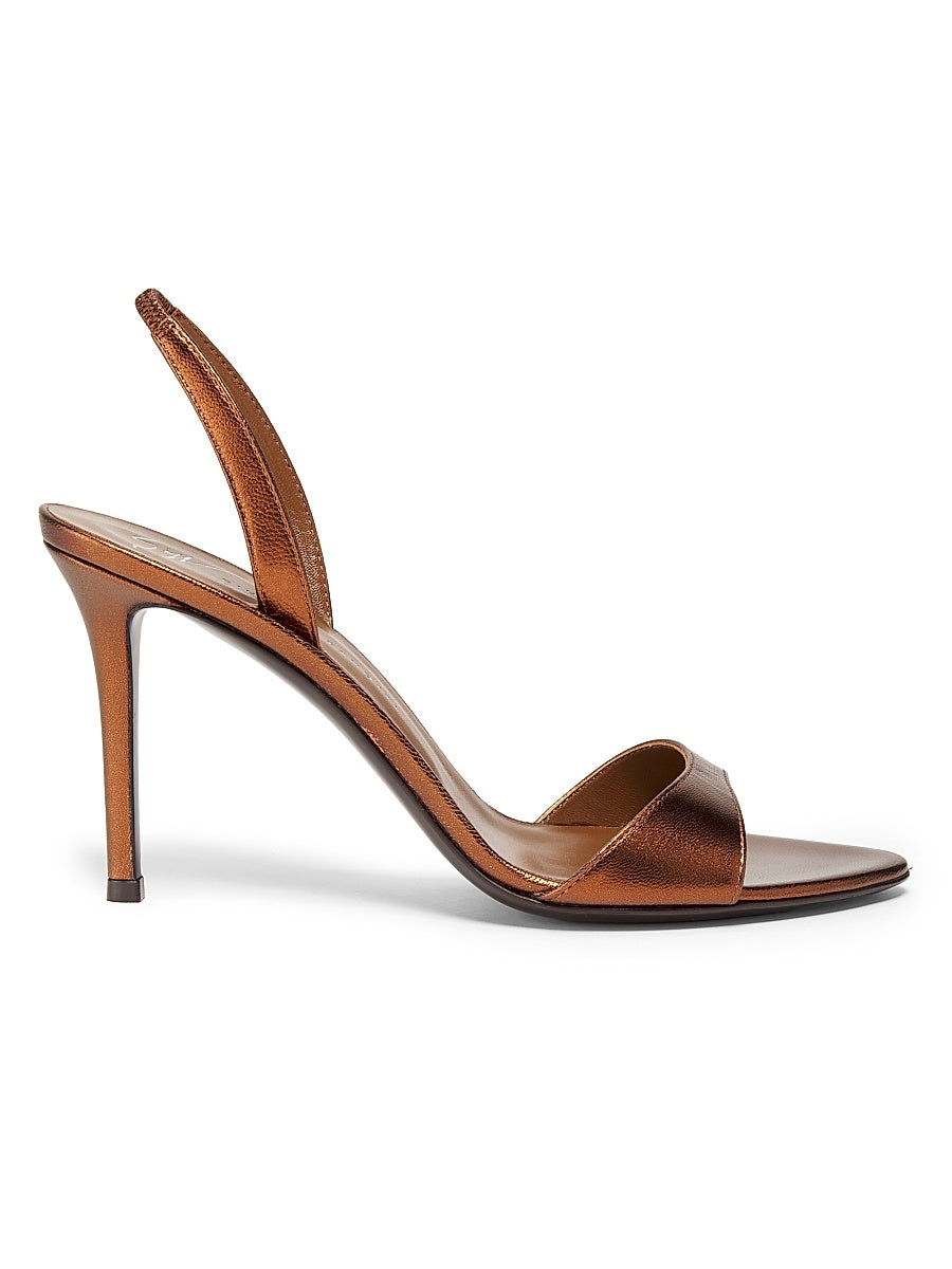 Sophie 90MM Metallic Leather Slingback Sandals