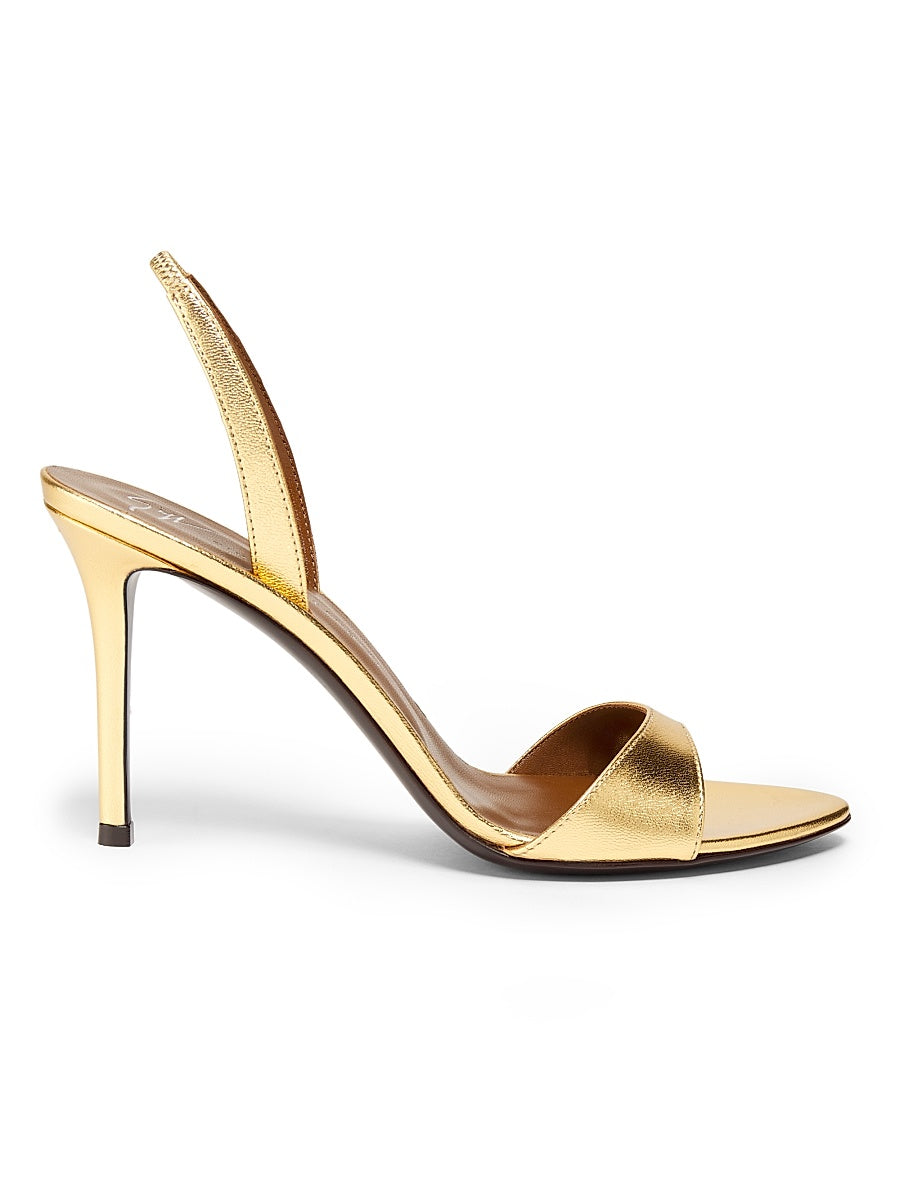 Sophie 90MM Metallic Leather Slingback Sandals