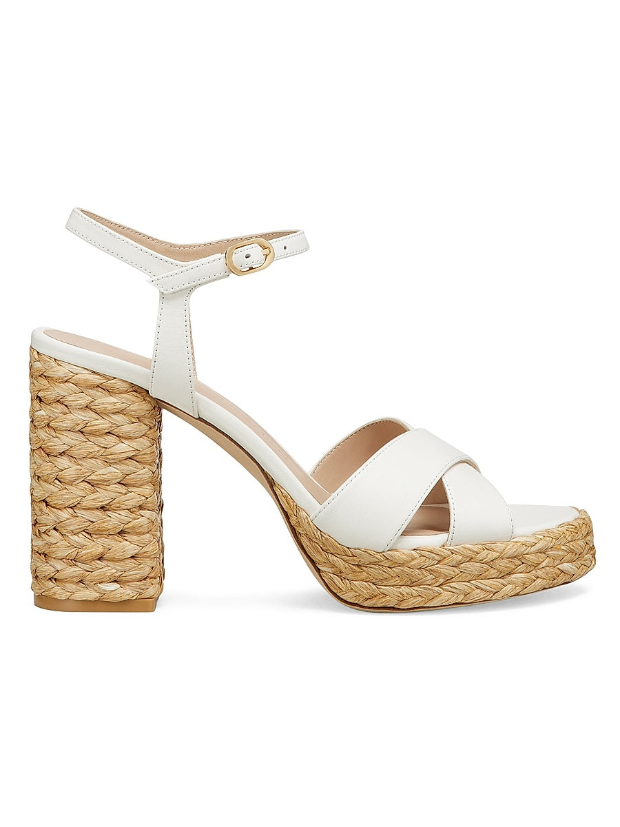 Dayna 90MM Leather & Raffia Platform Sandals