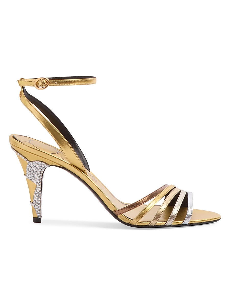 Ladycrush 85MM Sandals in Laminated Nappa with Crystals