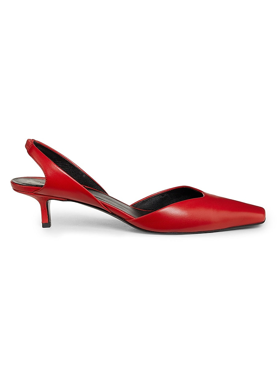 Akila 40MM Leather Kitten-Heel Slingback Pumps