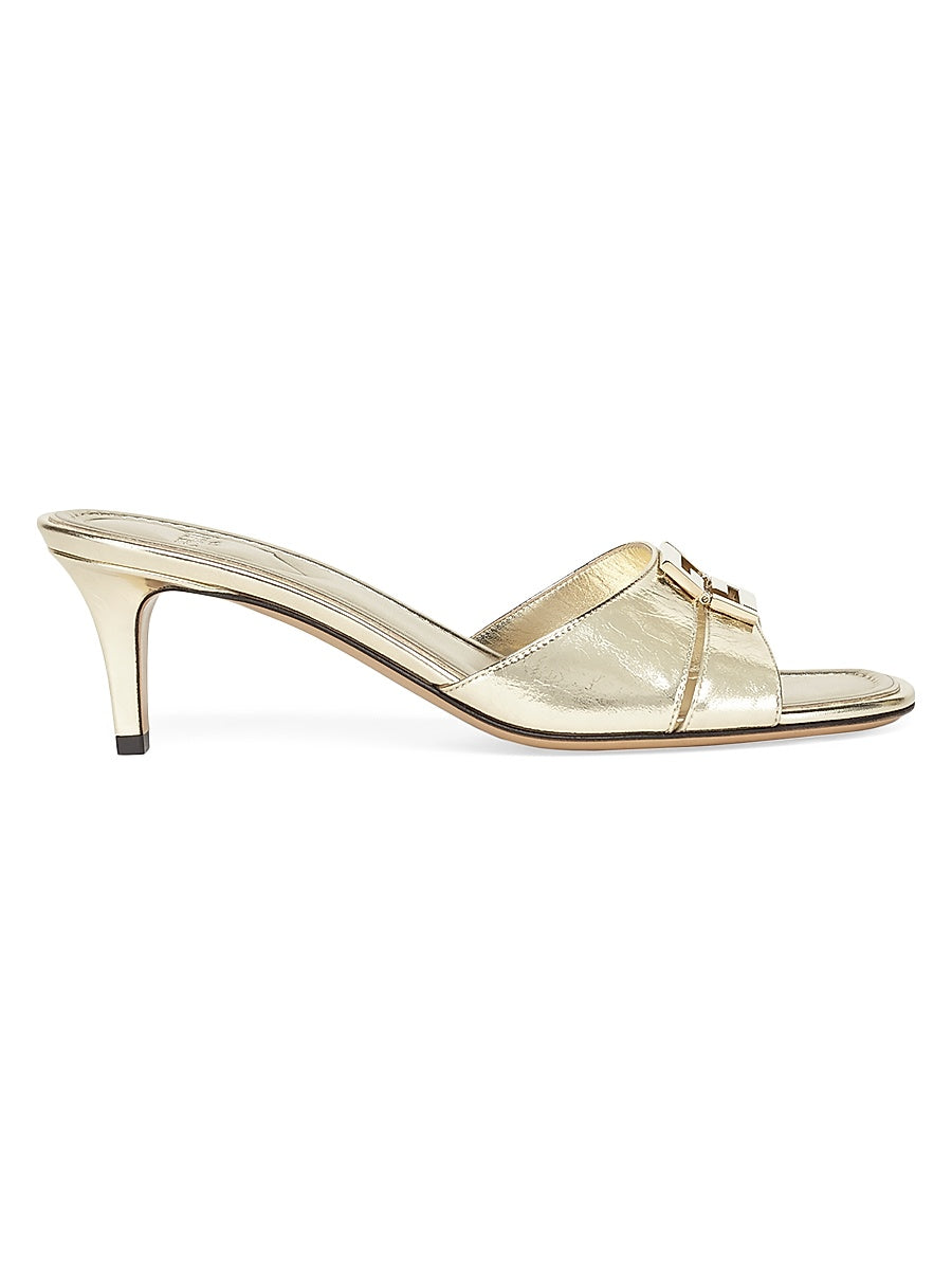 Fold 55MM Logo Metallic Leather Sandals