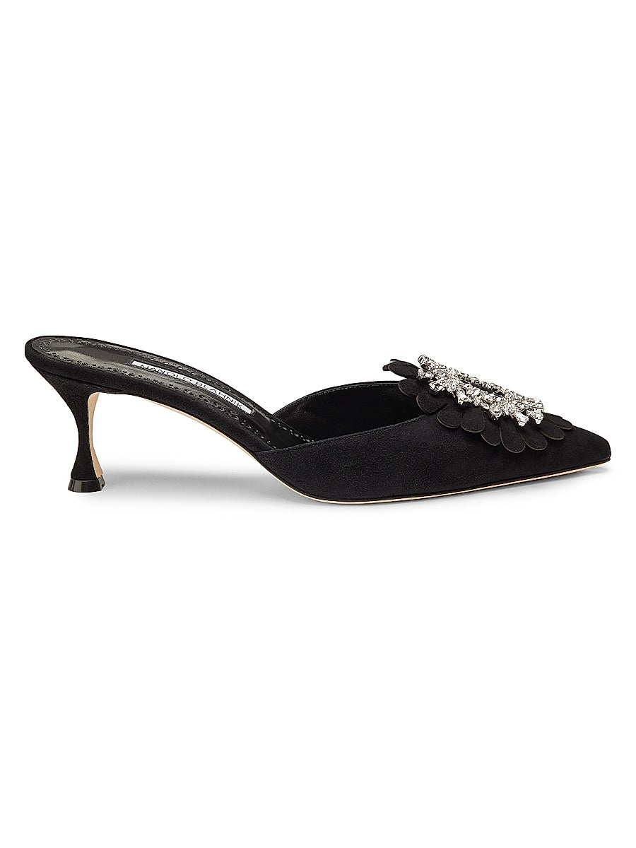 Shogmu Jewel-Embellished Suede Mules