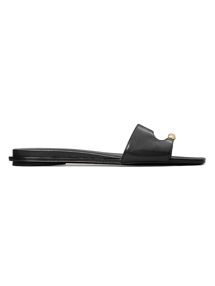 Pierced Leather Slide Sandals