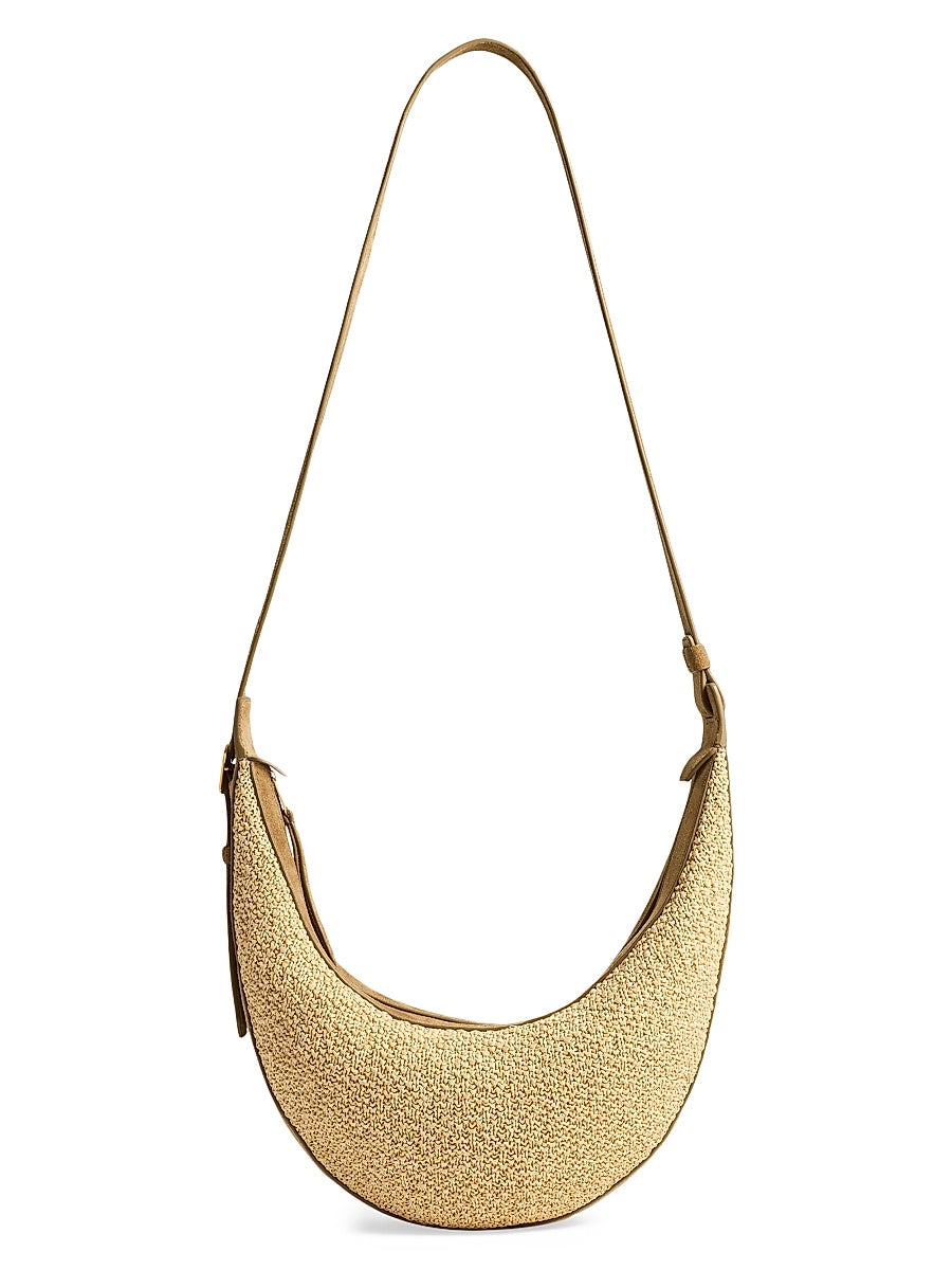 Augustina Small Raffia & Suede Crossbody Bag