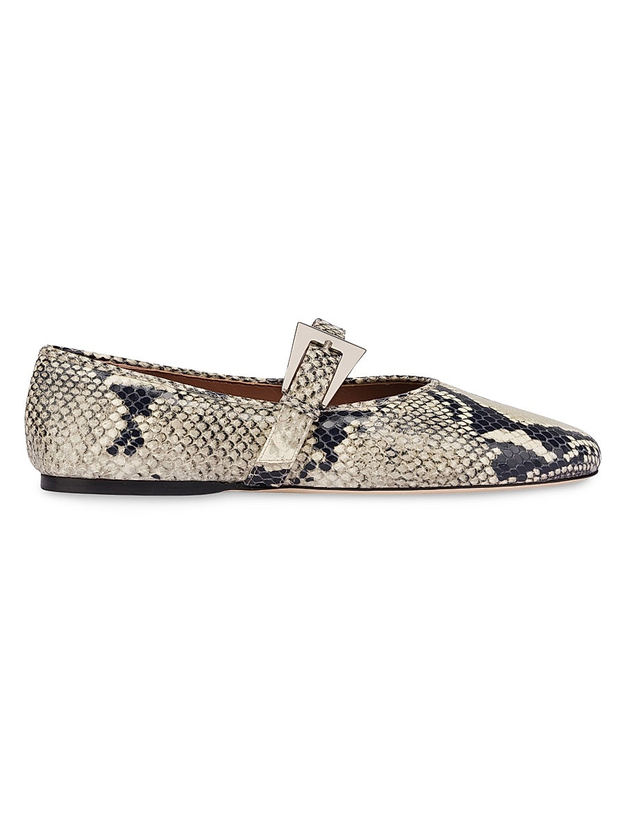 Sveva Python-Print Leather Ballet Flats