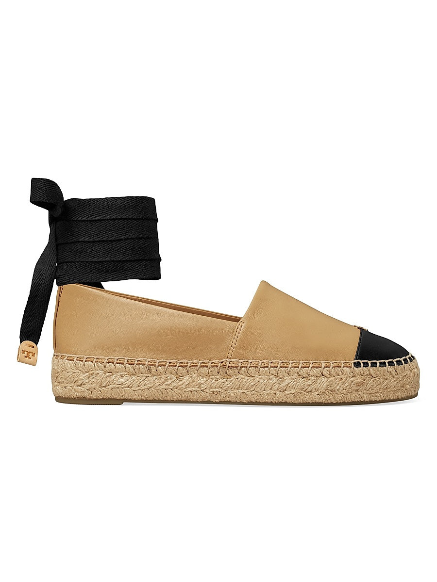 Leather-Cotton Cap-Toe Espadrilles