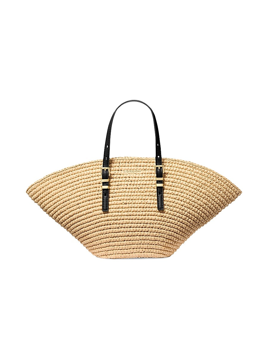Isa Small Straw Fan Tote Bag