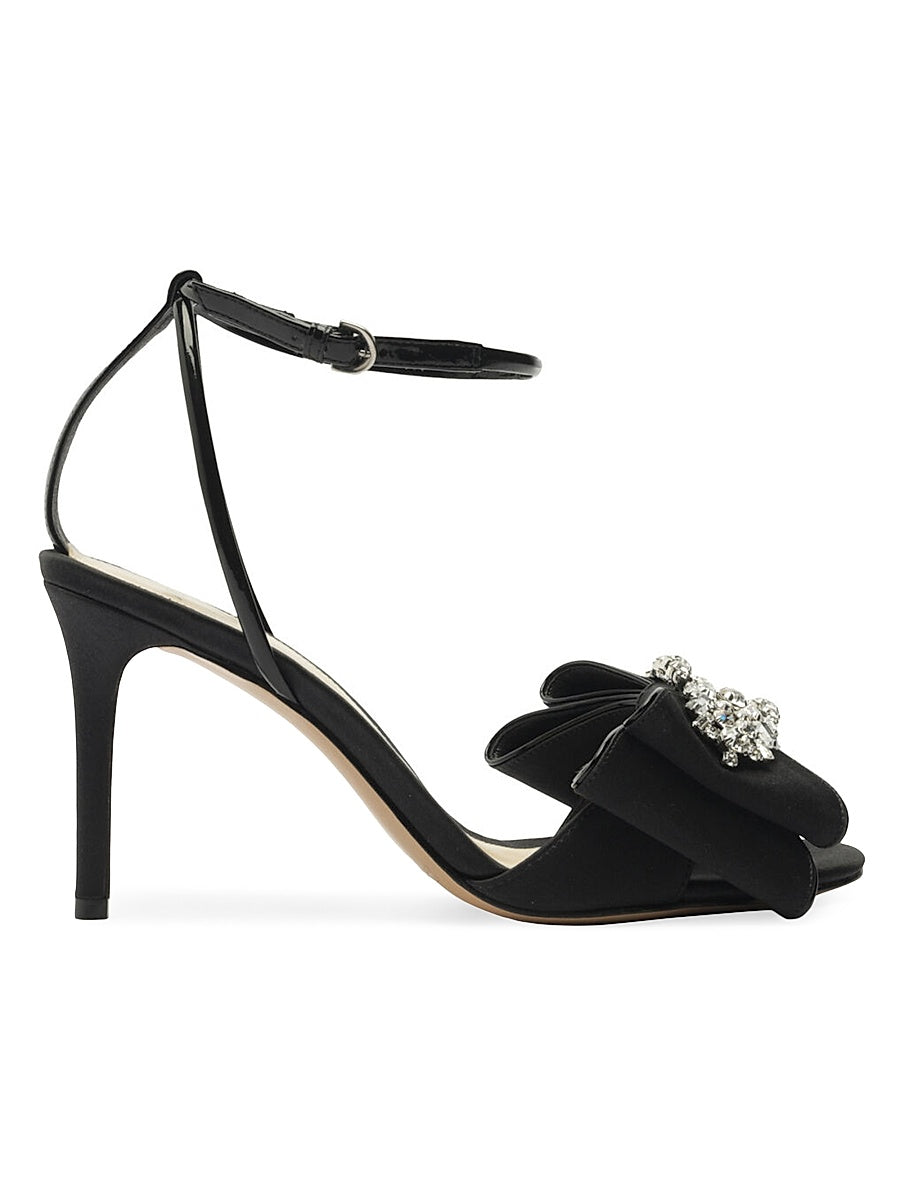 Holly Crystals 100MM Embellished Satin Bow Sandals