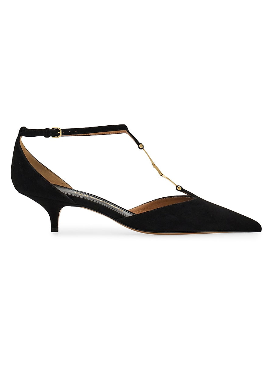 Traci 40MM Leather T-Strap Pumps