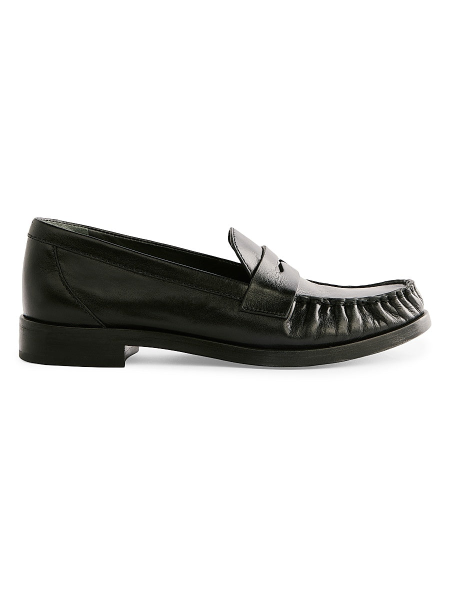 Ani Ruched Leather Loafers