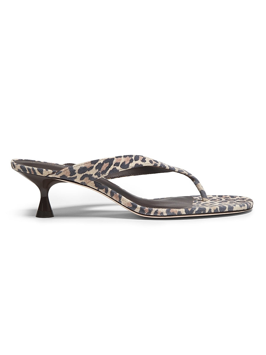 Sophie Leopard 50MM Suede Heeled Sandals