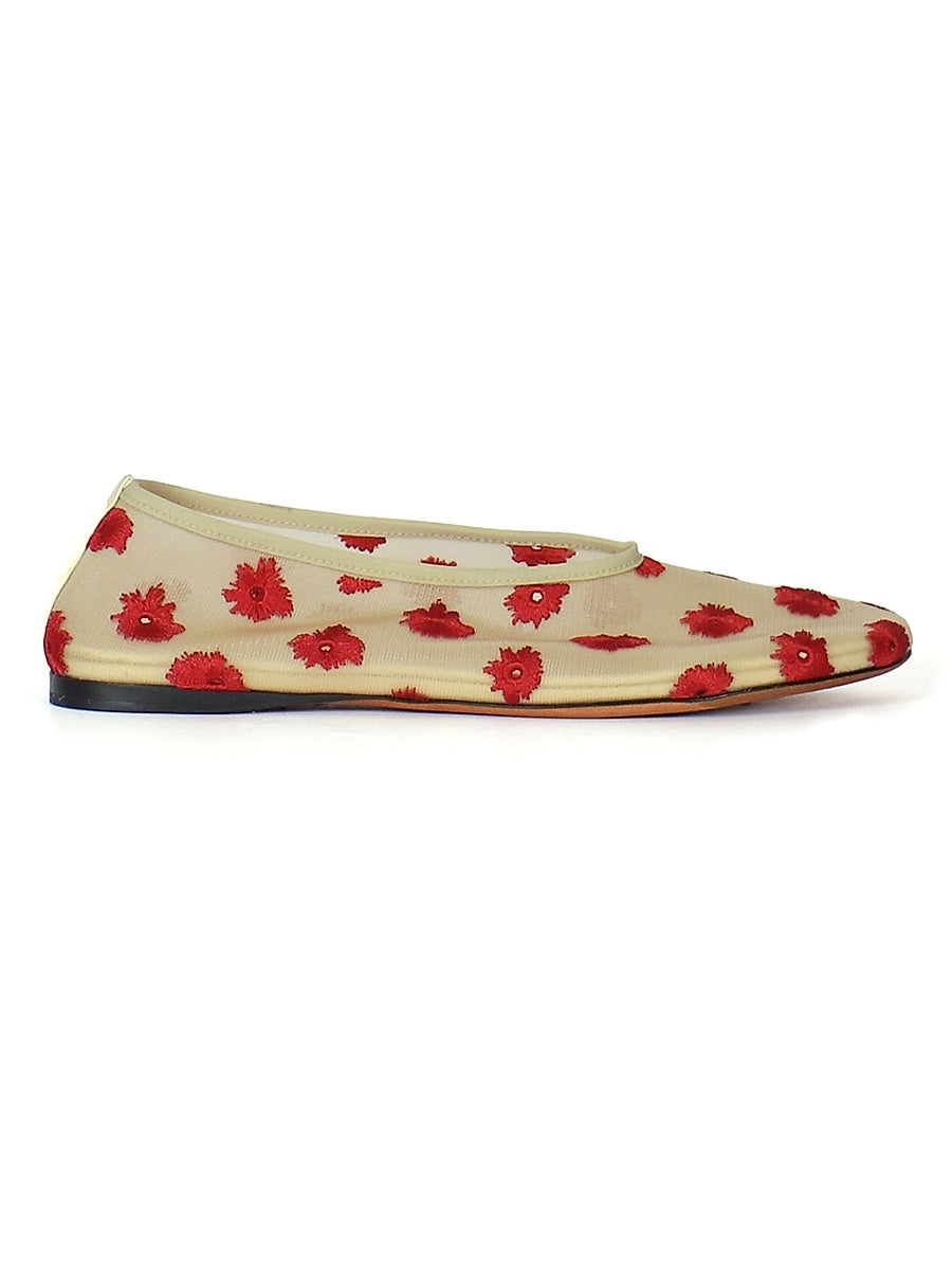 Tee Embroidered Slipper Ballet Flats