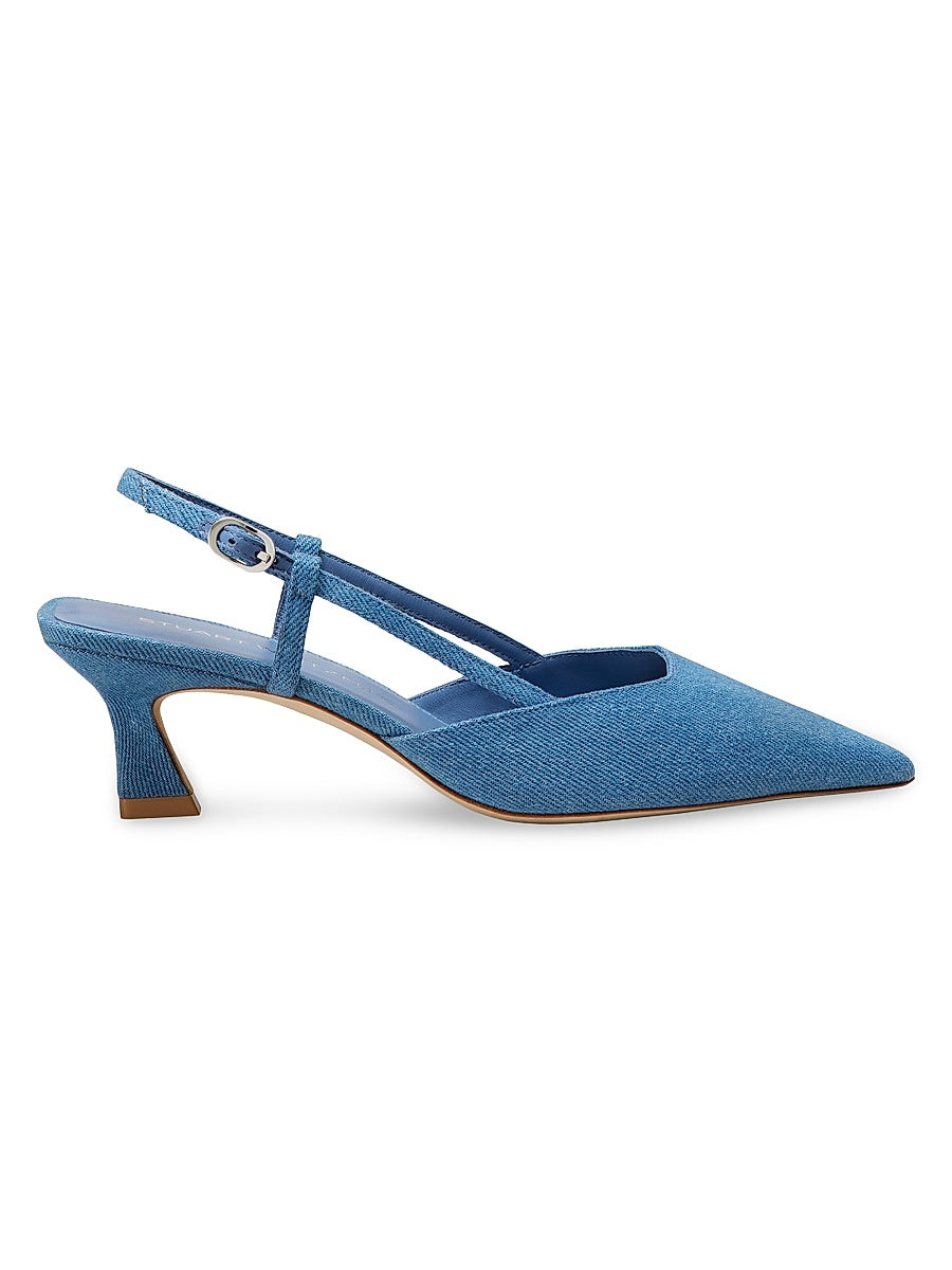 Vinnie 50MM Vintage Denim Slingback Pumps